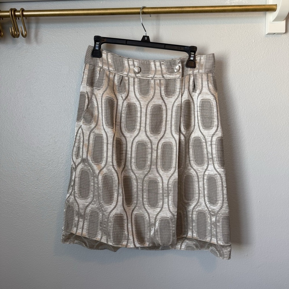 Antonio Melani Women's Sz 6 Gold Silver Patterned Skirt Knee Length Workwear